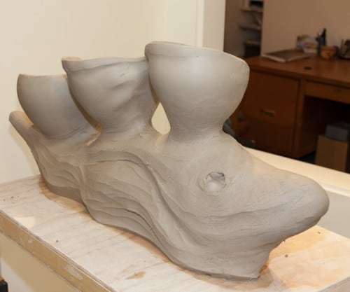 Valentine Vase #4....leather hard stage...