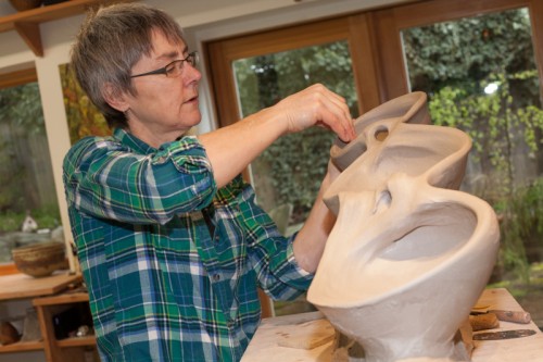 Valentine Vase #4....leather hard stage...