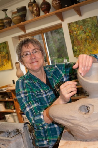 Valentine Vase #4....leather hard stage...