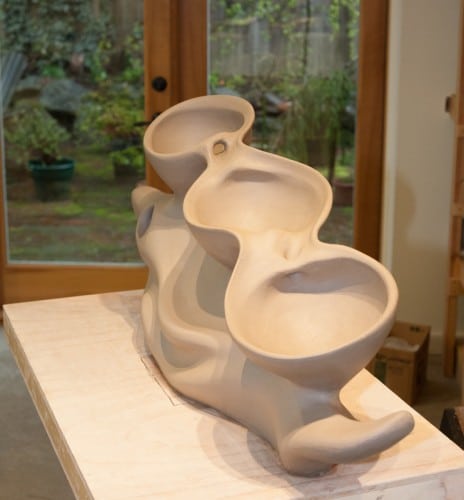 Valentine Vase #4....leather hard stage...