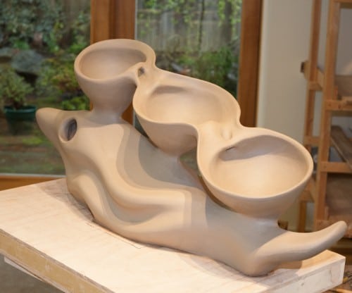 Valentine Vase #4....leather hard stage...