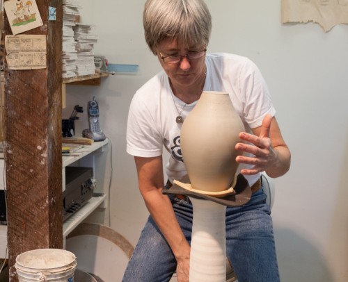 Bottle vases leather hard