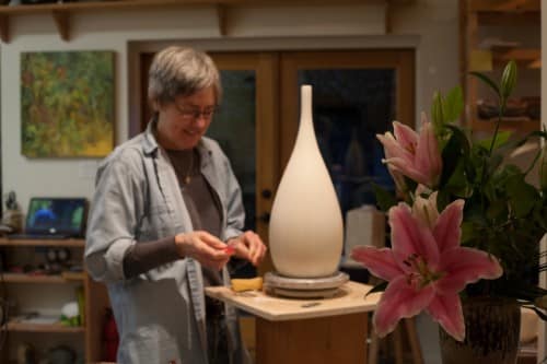 Working on a slip cast chalice