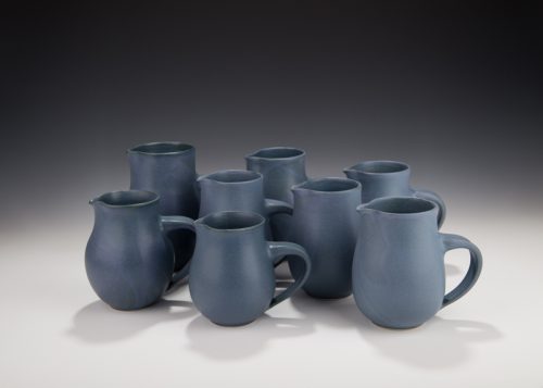 Semi Matte Blue jugs by Mary Fox