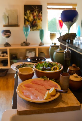 The beginnings of a dinner party