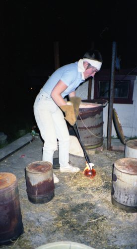 Raku firing, Vancouver studio, 1988-89
