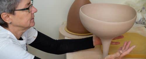 Mary Fox Balancing greenware chalice